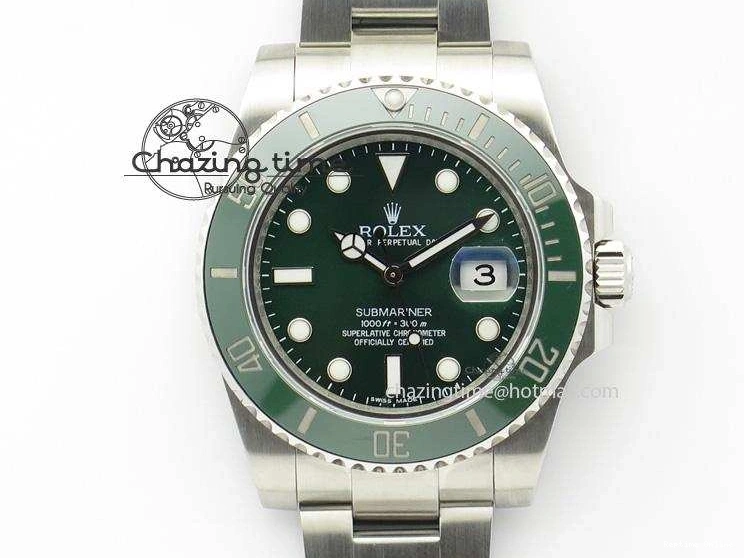 0404 TopPick Submariner 116610 LV Green Ceramic JF 1:1 Best Edition On SS Bracelet SA3135 V 3974